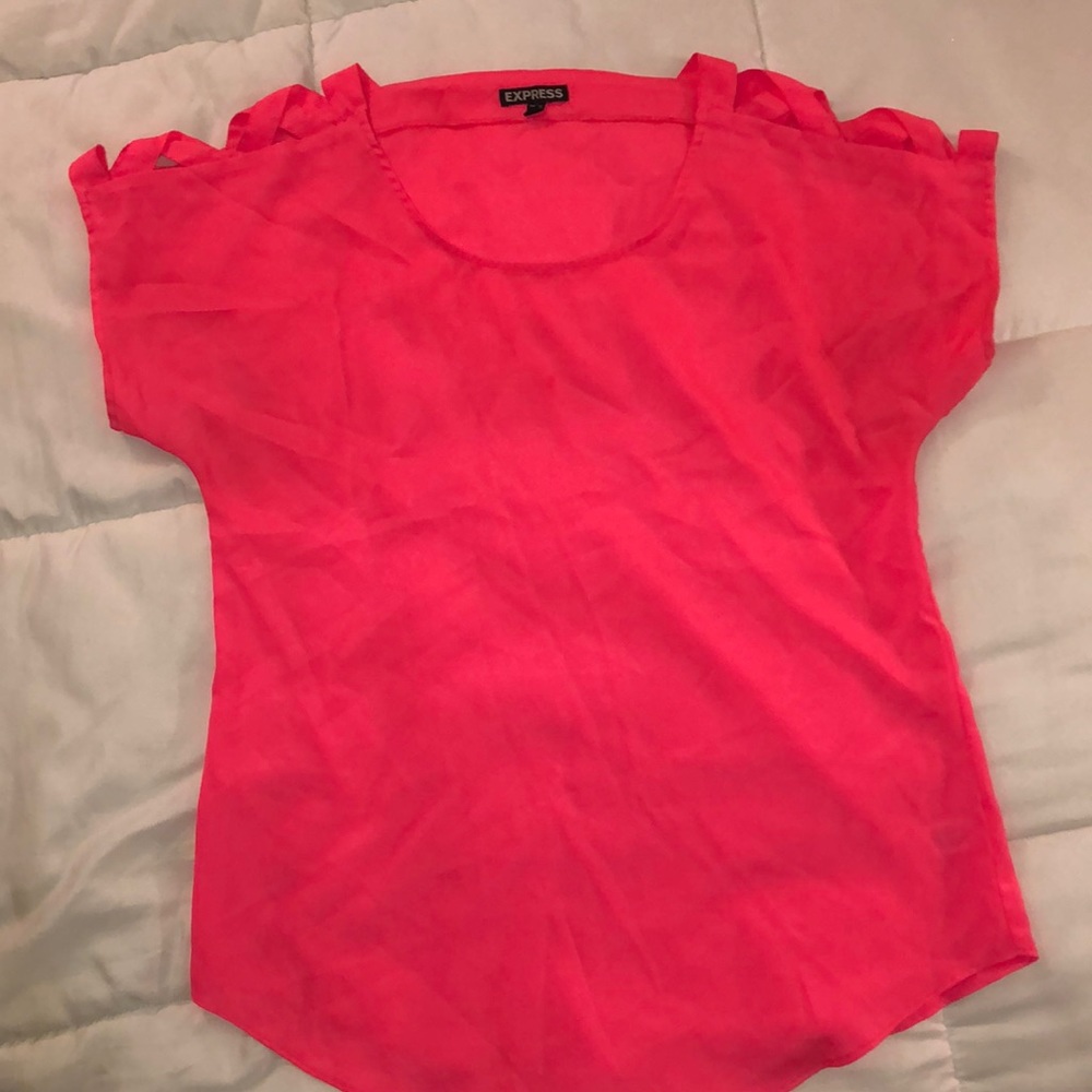 Express neon Pink criss-cross shoulder top